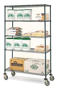 Olympic Mj1872-54Uk 18" Deep 4 Shelf Mobile Carts With Casters, Green Epoxy Wire Shelving, 18" X 72" X 59" H