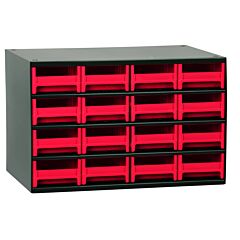 Akro-Mils 19416Red Cabinet, Steel Cabinet W/ 16 Drawers, Red