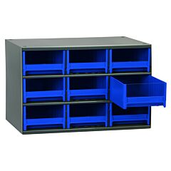 Akro-Mils 19909Blu Cabinet, Steel Cabinet W/ 9 Drawers, Blue