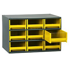 Akro-Mils 19909Yel Cabinet, 19-Series Steel Cabinet W/ 9 Drawers