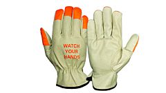 Pyramex Gl2003Km Grain Cowhide Drivers Gloves, Keystone W/ Hivis-M, Size Medium