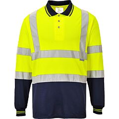 Portwest S279 Two-Tone Long Sleeve Polo Shirt, Type R Class 2, Yellow/Navy