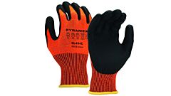 Pyramex Gl404Cs Polyurethane Palm Dipped, Ansi A4 Cut Resistant Gloves, Orange, Size Small