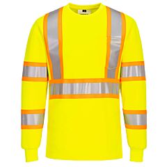 Portwest Ca111 X Back Contrast Tape Long Sleeve T-Shirt, Yellow