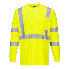 Portwest S192 Hi-Vis Long Sleeve Ribbed Cuff T-Shirt, Class 3, Yellow
