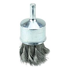 Weiler 10141V Knot Wire End Brush, Steel Bristles, 1-1/8 In Brush Dia X 0.006 In Wire, 20000 Rpm, Vending, 3 Ea/Bx