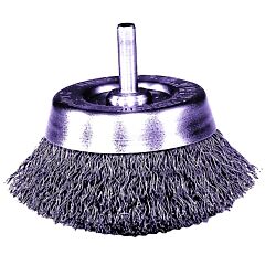 Weiler 10374 Stem-Mounted Crimped Wire Cup Brush, 3/4 In Dia, .006 In, Stainless Steel
