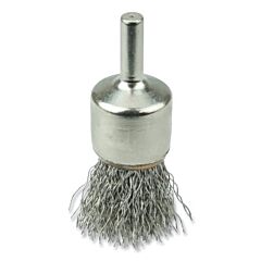 Weiler 10377 Crimped Wire Solid End Brush, Stainless Steel, 3/4 In Dia, 22000 Rpm, Nickel Plated Cup