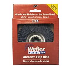 Weiler 30823 Vortec Pro Coated Flap Disc, 4 In Dia, 60 Grit, 5/8 In - 11 Arbor, 15000 Rpm