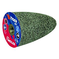 Weiler 68309 Type 16 Round Tip Grinding Cone, 2 In Dia, 24 Grit, 3/8 In To 24 Arbor, Aluminum Oxide