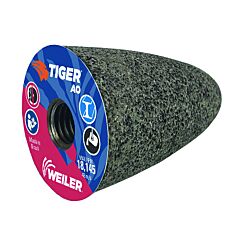 Weiler 68310 Type 16 Round Tip Grinding Cone, 2 In Dia, 24 Grit, 5/8 In To 11 Arbor, Aluminum Oxide