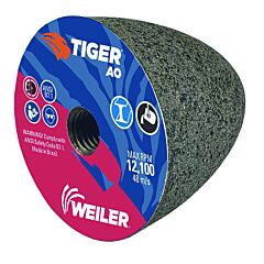 Weiler 68314 Type 16 Round Tip Grinding Cone, 3 In Dia, 24 Grit, 5/8 In To 11 Arbor, Aluminum Oxide
