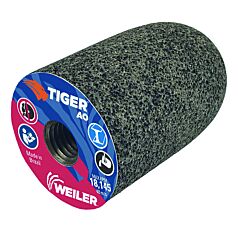 Weiler 68329 Type 18R Round Tip Grinding Plug, 2 In Dia, 24 Grit, 5/8 In To 11 Arbor, Aluminum Oxide