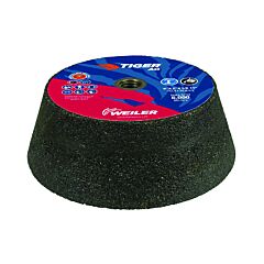 Weiler 68359 Type 11 Flaring Cup Grinding Wheel, 6 In Dia, 16 Grit, 5/8 In To 11 Arbor, Aluminum Oxide
