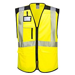 Portwest Pw309 Pw3 Hi-Vis Executive Vest, Class 2, Yellow/Black