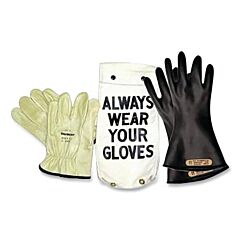 Salisbury Gk011B/10 Class 0, 11" Length, Insulating Lineman Gloves Kit, Natural Rubber, Size 10, Black