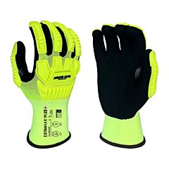 Armor Guys 14-007Hv-L Cut Resistant Gloves, Extraflex Plus Hi Vis Liner With Black Hct Foam Nitrile Palm, Black Thumb Crotch Reimforcement And Back Protection, Touch Screen, Size Large
