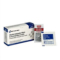 First Aid Only 12-055 Antiseptic Pack (30 Alcohol Prep Pads, 6 Burn Cream, 6 Antibiotic)