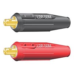 Lenco 5309 International Dinse Type Machine Plug Set, Single Oval-Point Screw Connection, 4 To 1/0 Cable Cap, Black/Red