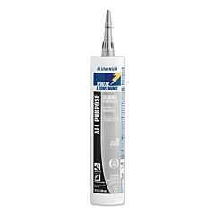 White Lightning W11124510 Silicone Rubber All Purpose Sealant, 10 Oz Tube, Aluminum