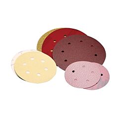 Carborundum 5539520315 Premier Red Aluminum Oxide Dri-Lube Paper Discs, 5 In Dia., P80 Grit, Vacuum