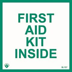 Brooks 157B 'First Aid Kit Inside', Self-Adhesive, Vinyl, 4" X 4"