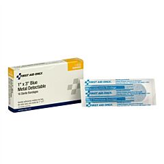 First Aid Only 1-655 Blue Metal Detectable 1" X 3" Fabric Bandages, 16/Box