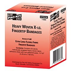 First Aid Only 1-660-001 Heavy Woven Extra Large Fingertip Bandages, 50/Box