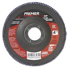 Carborundum 66261068848 Premier Red Zirconia Alumina Type 27 Fat Boy Flap Discs,4 1/2",80 Grit,5/8 Arbor