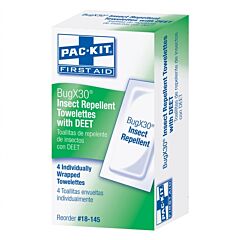 First Aid Only 18-145 Bugx30 Insect Repellent Wipes Deet, 4/Box