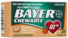 First Aid Only 20-132 Bayer 81Mg Chewable Aspirin, 36/Bottle