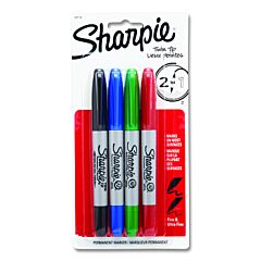 Sharpie 32174Pp Twin Tip Permanent Markers, Black; Red; Blue; Green, Fine; Ultra Fine