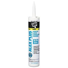 Dap 18152 Alex Plus Acrylic Latex Caulk Plus Silicone (Pc 18101), 10.1 Oz Cartrdge, White