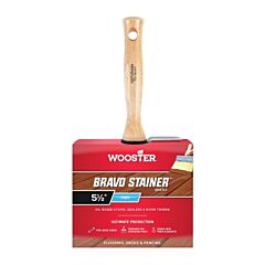 Wooster 0F51160046 Bravo Stainer Paint Brushes, 4-3/4 In W, China Bristle, Wood Handle