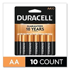 Duracell Durmn1500B10Z Coppertop Alkaline Battery, 1.5V, Aa, 10/Pk