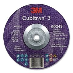 3M Abrasive 638060-90049 Cubitron 3 Cut-Off Wheel, 7 In Dia X 0.09 In Thick X 5/8 In-11 Arbor, 36+ Grit, T27