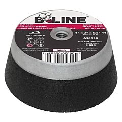 B-Line Abrasives 006S Cup Wheel, 6 In Dia, 2 In Thick, 5/8 In-11 Arbor, 36 Grit, Alum Oxide