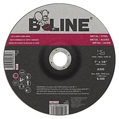 B-Line Abrasives 787T Depressed Center Combo Wheel, 7 In Dia, 1/8 In Thick, 5/8 In-11 Arbor, 30 Grit, Aluminum Oxide