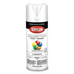 Krylon K05545007 Colormaxx Paint + Primer Spray Paint, 12 Oz, White, Gloss
