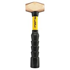 Nupla 30-025 Classic Nuplaglas Non-Sparking Brass Hammer, 2.5 Lb Head, 12 In Fiberglass Handle, Super Grip