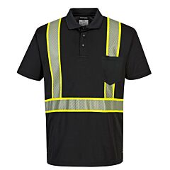 Portwest F140 Iona Plus Polo Shirt, Short Sleeve, Black
