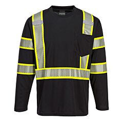Portwest S346 Iona Plus T-Shirt, Long Sleeve, Black