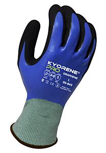 Armor Guys 00-845 Cut Resistant Gloves, Gray Kyorene Pro Liner, Full Nbr Blue Dip And A 2Nd Black Hct Nitrile Palm Coating, Ansi A4