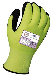Armor Guys 04-011 Cut Resistant Gloves, Extraflex Hi-Vis Yellow Nylon Liner With 7G Poly-Acrylic Lining With Black Hct Micro Foam Latex Palm Coating, Size Medium
