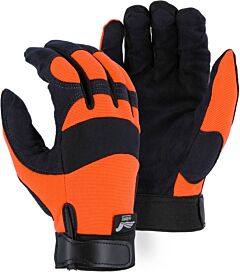 Majestic 2137Ho Mechanics Gloves Synthetic Palm Hi-Viz Orange Back