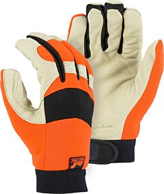 Majestic 2152Thv Beige Pigskin Gloves Hi-Viz Back W/Thinsulate