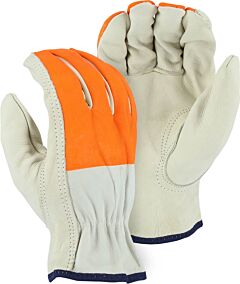 Majestic 2510Hos Cowhide Drivers Gloves With Hi-Viz Printed Fingers