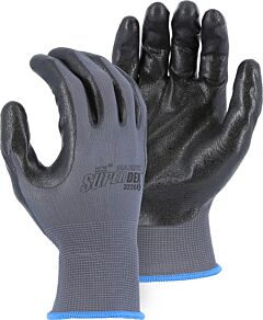 Majestic 3226 Foam Nitrile Gloves Palm Ctd Knit Wrist Large Gray