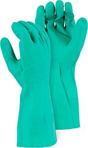 Majestic 3245 Nitrile Gloves 15-Mil Large 12" F Diamond Grip Green