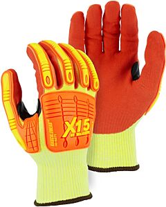 Majestic 35-557Y X-15 Cut & Impact Resistant Gloves With Sandy Nitrile Coating